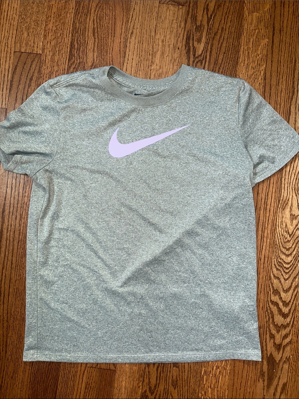 Nike Women’s Gray T-Shirt with Lilac Swoosh - Size S